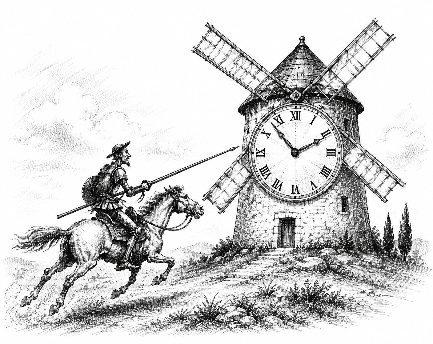 donquixote clock windmill